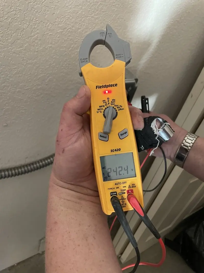 Voltage testing with clamp meter during Hot Tub / Pool Electrical Wiring in Snoqualmie